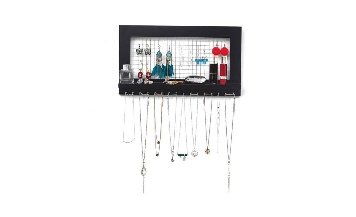 Slickblue Wall-Mounted Jewelry Manager Elegant Jewelry Stand for Organized Storage and Display