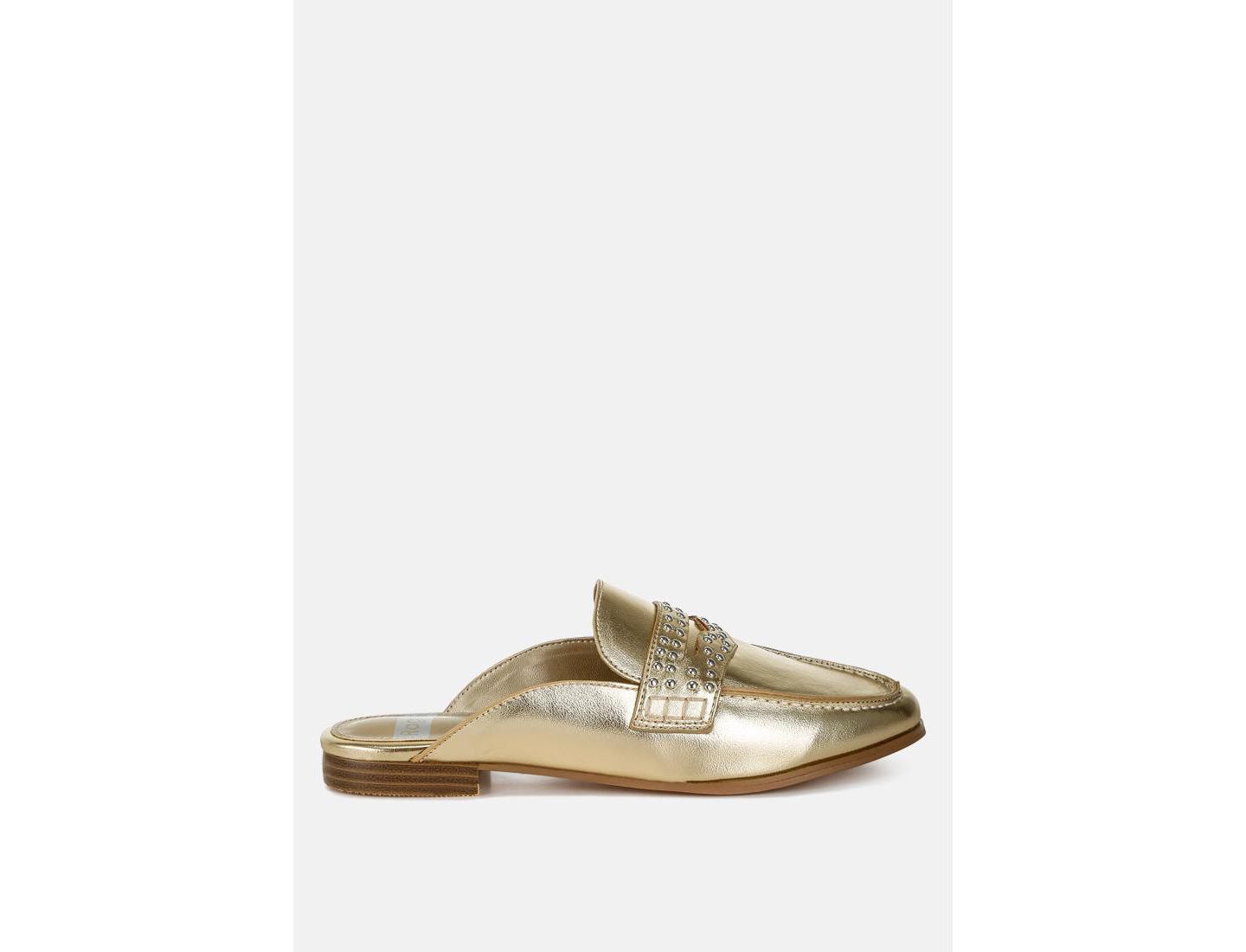 Женские сабо Rag & Co Adam Lane Stud Detail Metallic Pleather Mules — фото 1