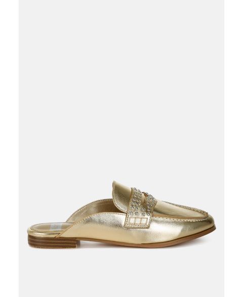 Женские сабо Rag & Co Adam Lane Stud Detail Metallic Pleather Mules