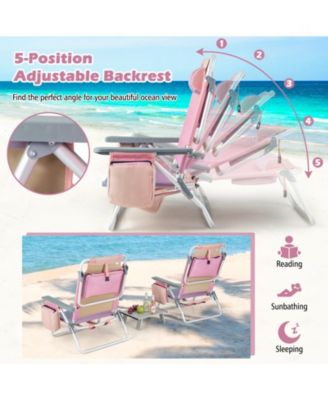 2 Pieces Folding Backpack Beach Chair with Pillow