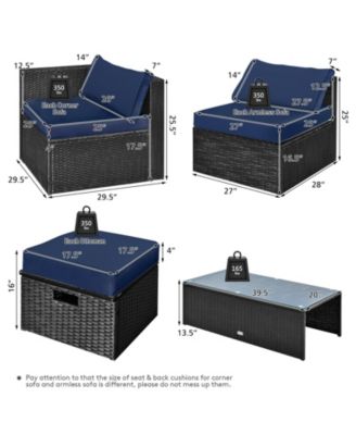 8 Pieces Patio Rattan Storage Table Furniture Set