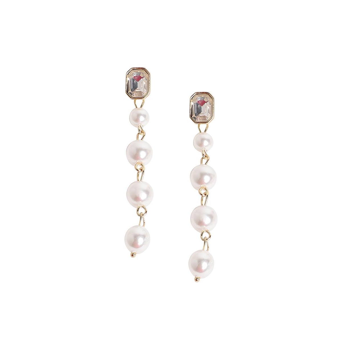 Sohi Women's Pearl Strand Drop Earrings In White