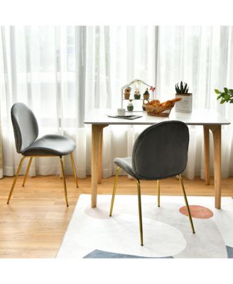 4PCS Velvet Dining Chair Accent Leisure Chair Armless Side Chair Green