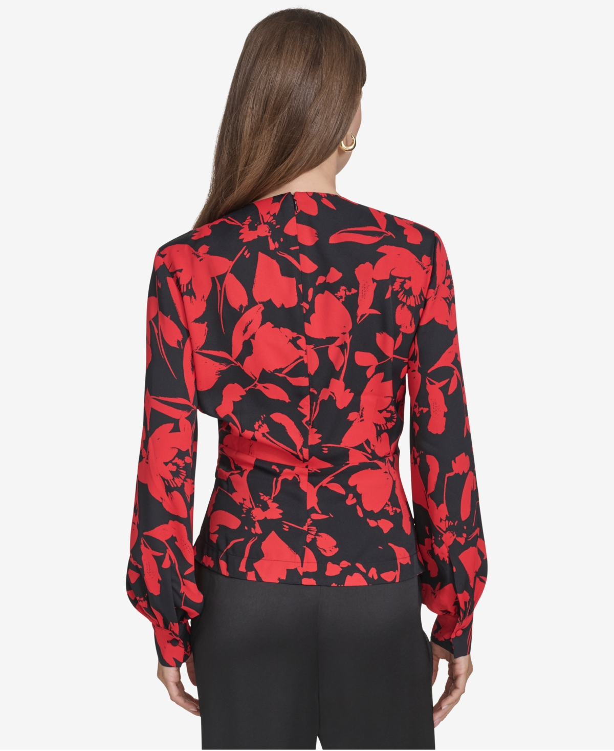 Halston Women's Printed Crossover-Draped Top -h Red