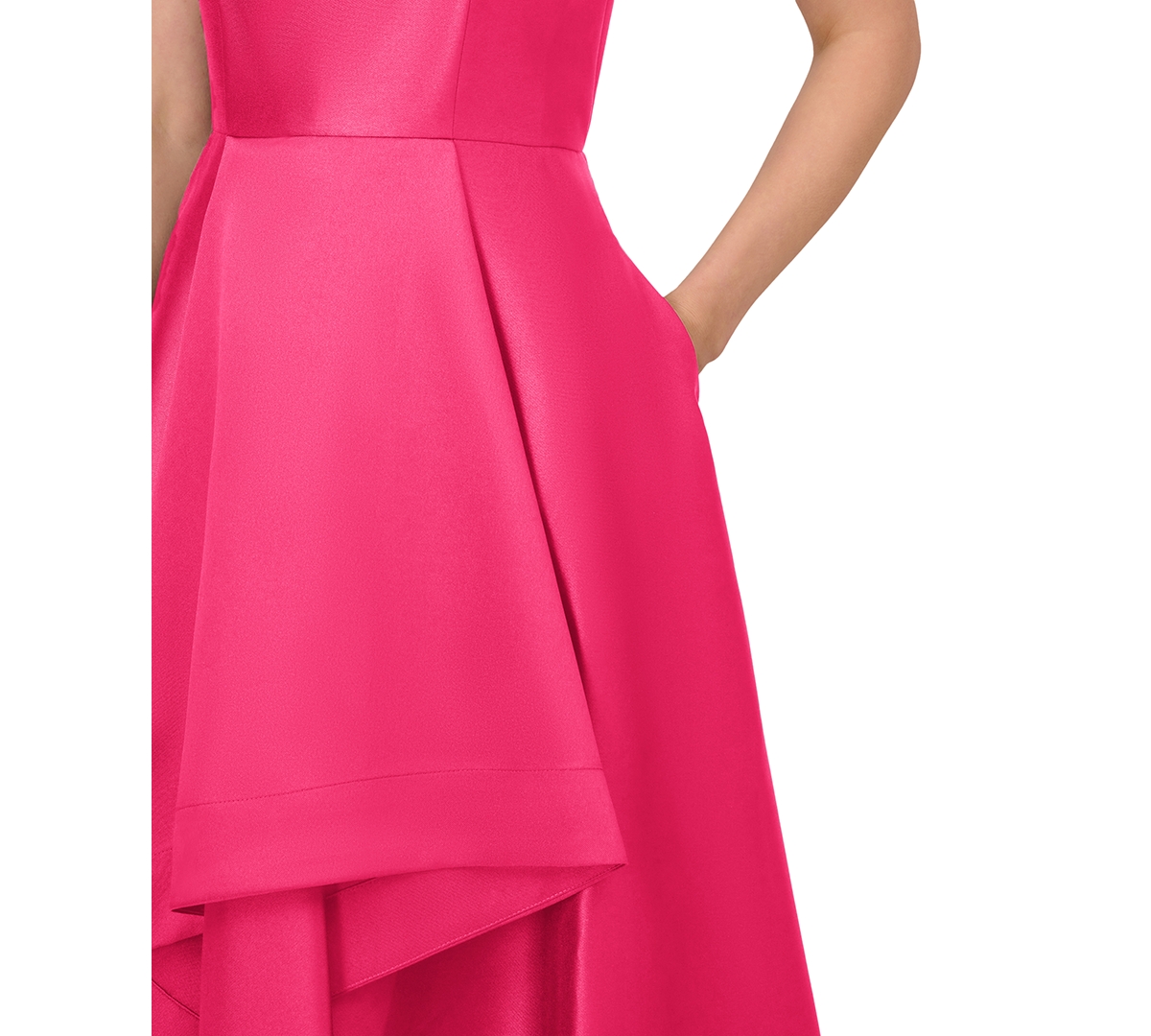ADRIANNA PAPELL HIGH-LOW MIKADO GOWN 