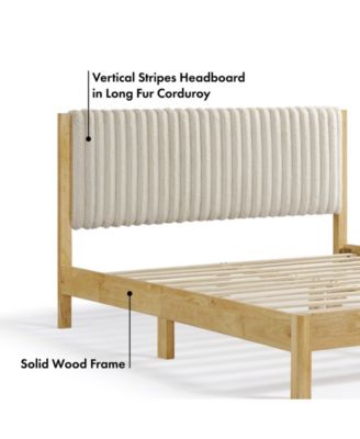Alder Queen Platform Bed with Corduroy Fabric Upholstery