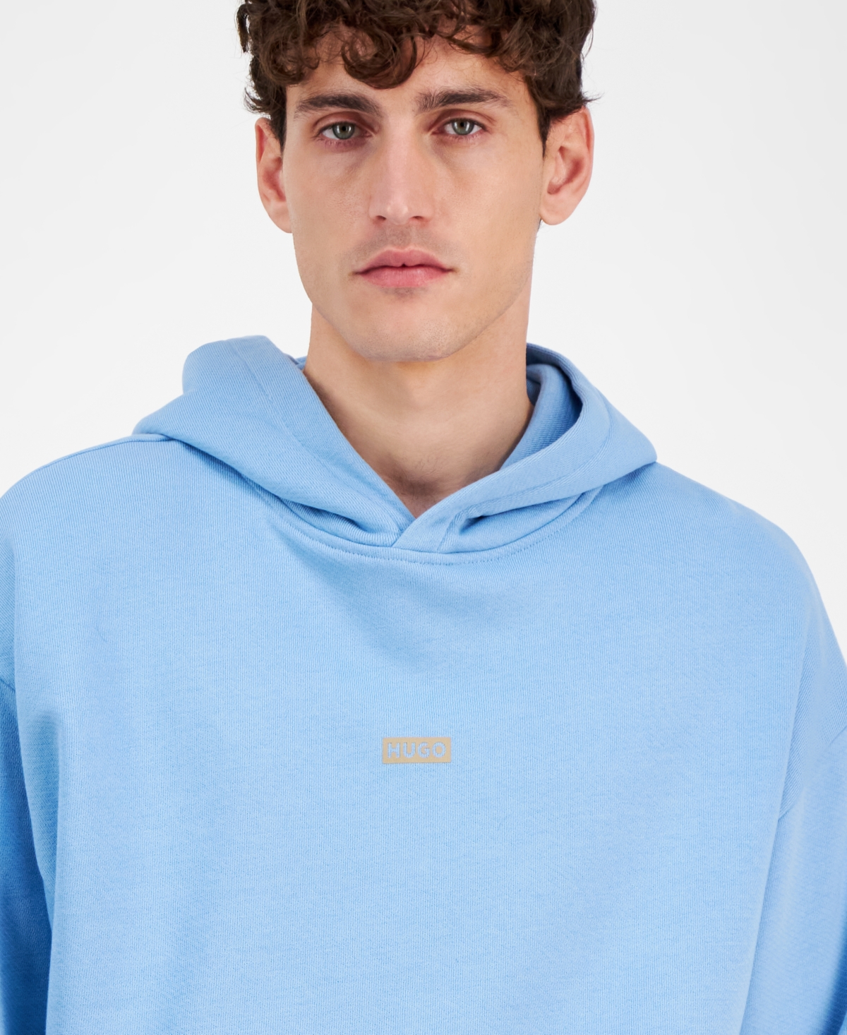 Hugo Boss Men's Nazardo Relaxed Fit Long Sleeve Logo Hoodie -Pastel Blue