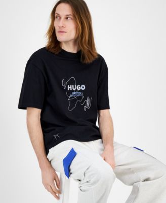 ★Hugo Boss★ Graffiti Logo Short Sleeve T-Shirt Relaxed Fit HUGO - Relaxed-fit T-shirt in cotton with spray-print