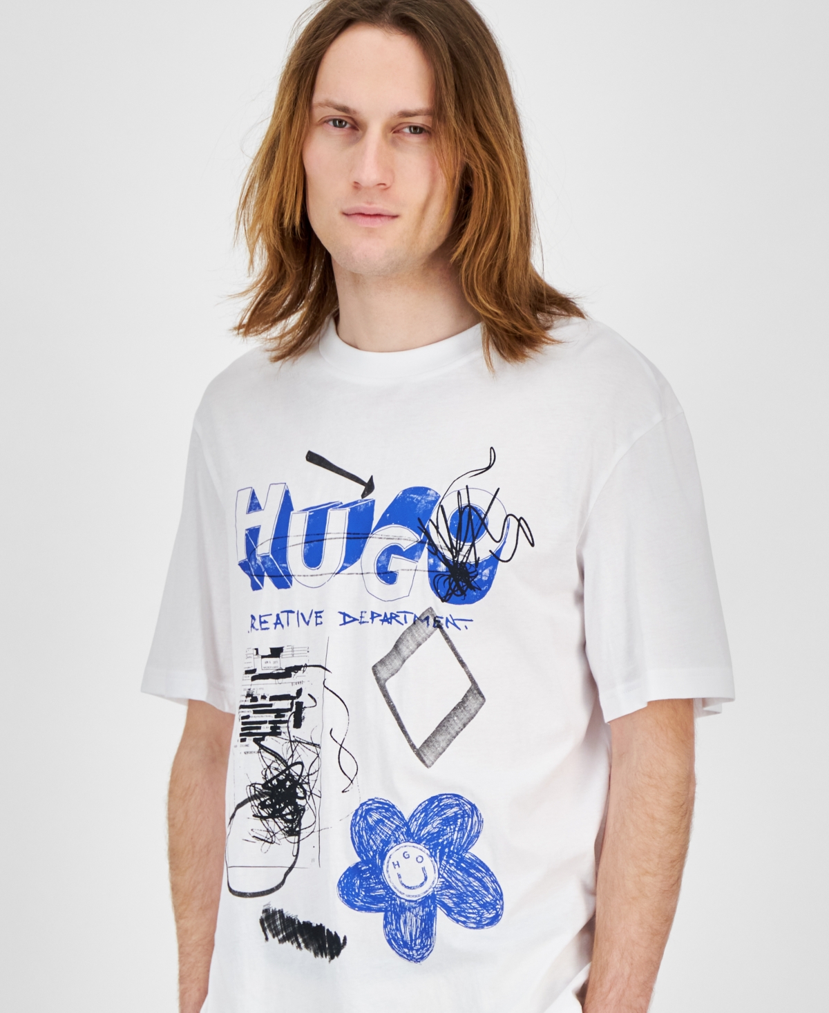 Hugo Boss Men's Creative Department Relaxed Fit Short Sleeve Crewneck Logo Graphic T-Shirt