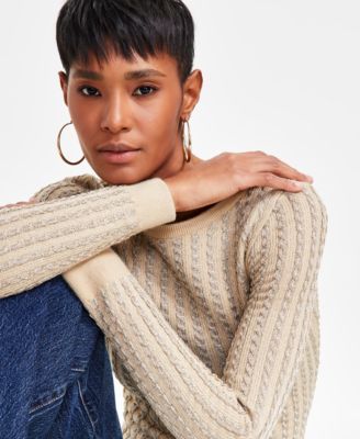 GUESS Women's Josie Cable-Knit Boat-Neck Sweater - Macy's