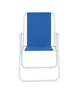 Blue Oxford Cloth Iron Outdoor Beach Chair - Lightweight and Durable for Relaxing by the Water
