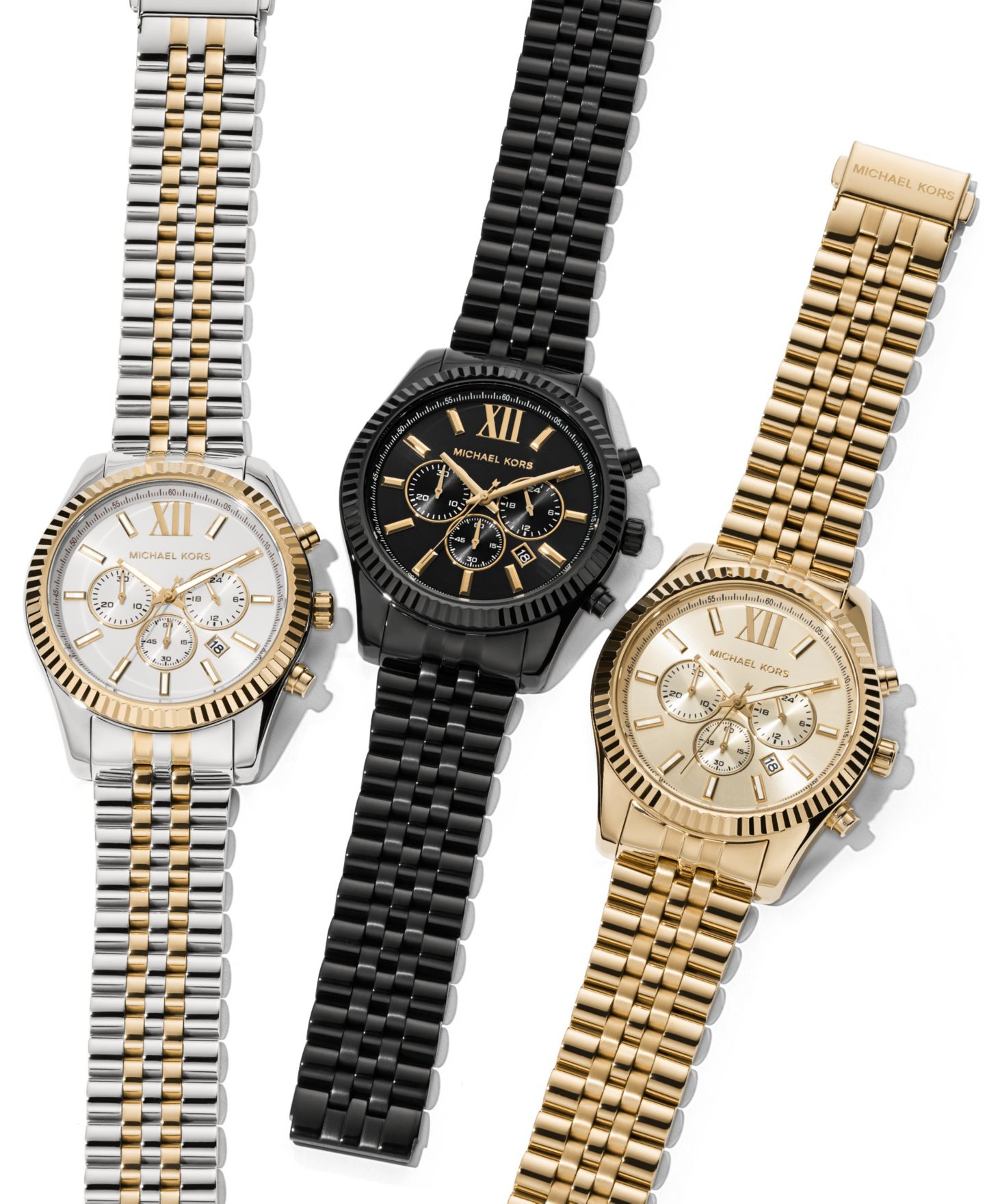 Мужские часы Michael Kors Chronograph Lexington Gold-Tone Stainless Steel Bracelet Watch 45mm MK8281 — фото 4