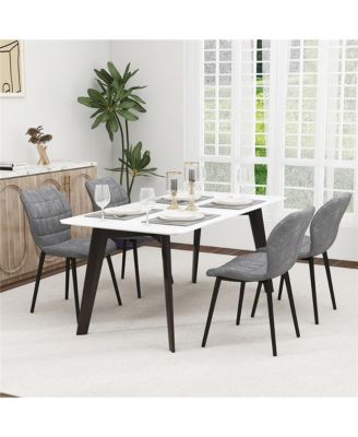 Dining Chairs Set of 2 w/ Padded Back Metal Legs & 2 Adjustable Foot Pads Gray