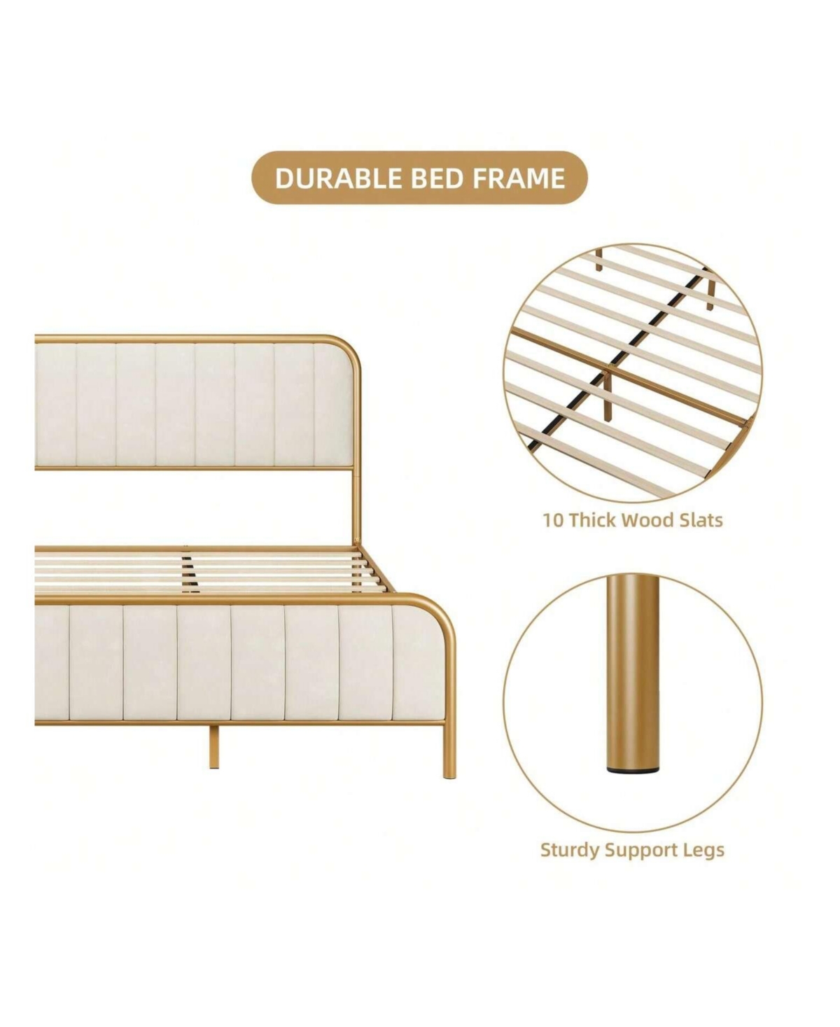 gaomon Full/King/Queen Size Velvet Platform Bed Frame, Heavy Duty Mattress Foundation With Wood Slats And No Box Spring Needed, Noise Free Design, Mod