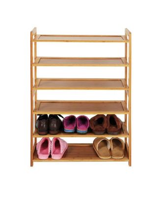 6-Tier Rectangular Wicker Shoe Rack Stylish Storage Solution for Shoes and Accessories