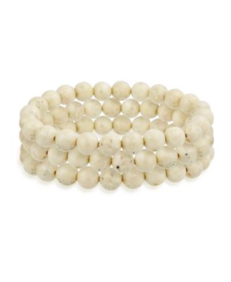 Turquoise Stretch Bracelet Set 3 Simple Plain Stabilized 8MM Ball Bead Stackable