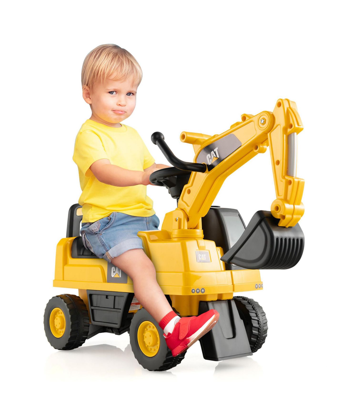 Детская игрушка Gymax Caterpillar Ride-On Digger Excavator with Rotating Bucket, 55 lbs Capacity, Ages 1-3, цвет: Чёрный — фото 4
