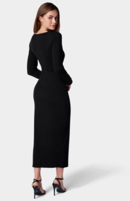 Women's Long Sleeve Square Neck Rib Maxi Dress