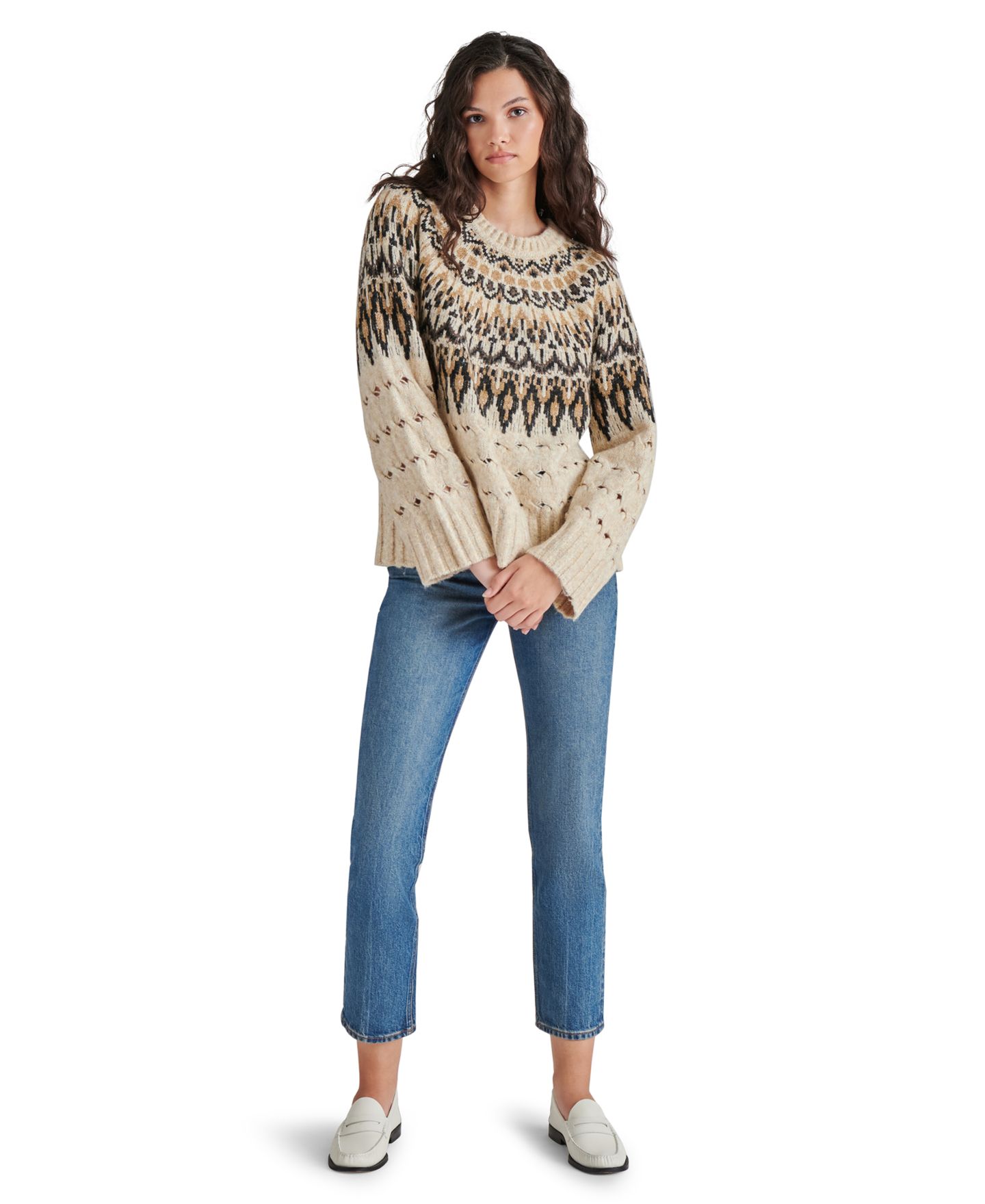 Женский свитер Steve Madden Suzette Fair Isle, цвет: Чёрный разноцветный — фото 6