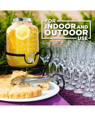 1-Gallon Glass Beverage Dispenser with Stainless Steel Tap & Lid - NCDISG1