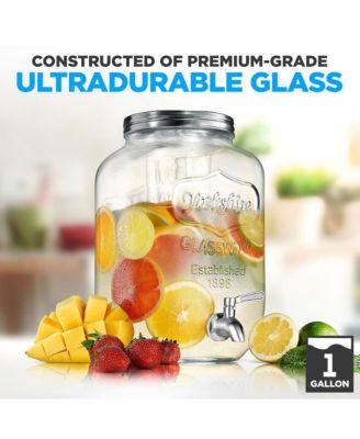 1-Gallon Glass Beverage Dispenser with Stainless Steel Tap & Lid - NCDISG1