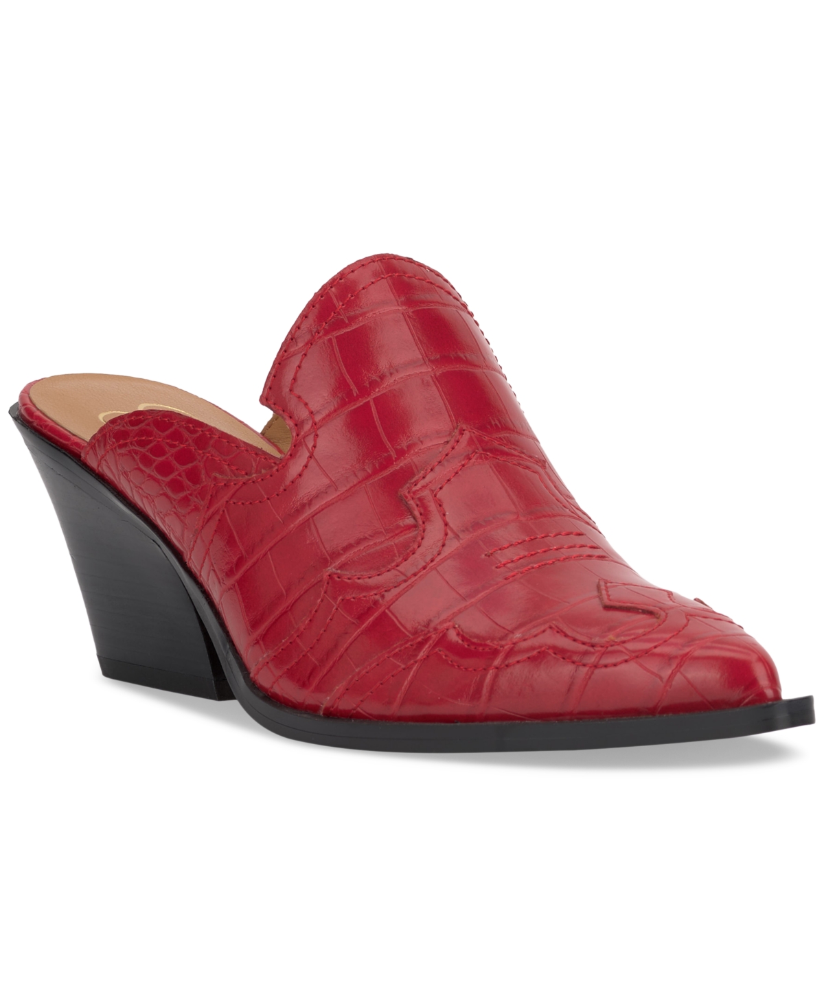 Jessica Simpson Zurina Pointed Toe Mule In Red Muse Croco