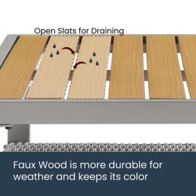 3 Piece Patio Set, 2 Lounge Chairs & 1 Coffee Table, Gray & Beige