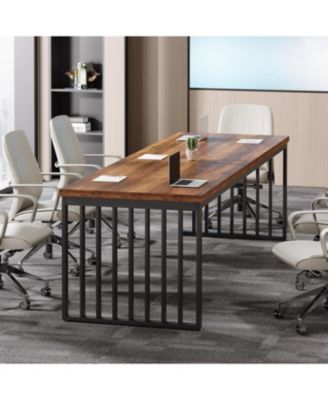 6.56 ft Conference Table for 6-8 People,Industrial Long Business Table, Large Rectangle Meeting Seminar Table