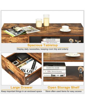 35" MDF & Particle Board Retro Mid-Century Open Shelf Coffee Table