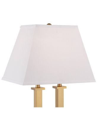 Amity 26" High Modern Desk Lamp USB Port AC Power Outlet Gold Warm Brass Finish Metal Single White Shade Home Office Living Room Charging Bedroom Bedside Nightstand House Reading - Possini Euro Design