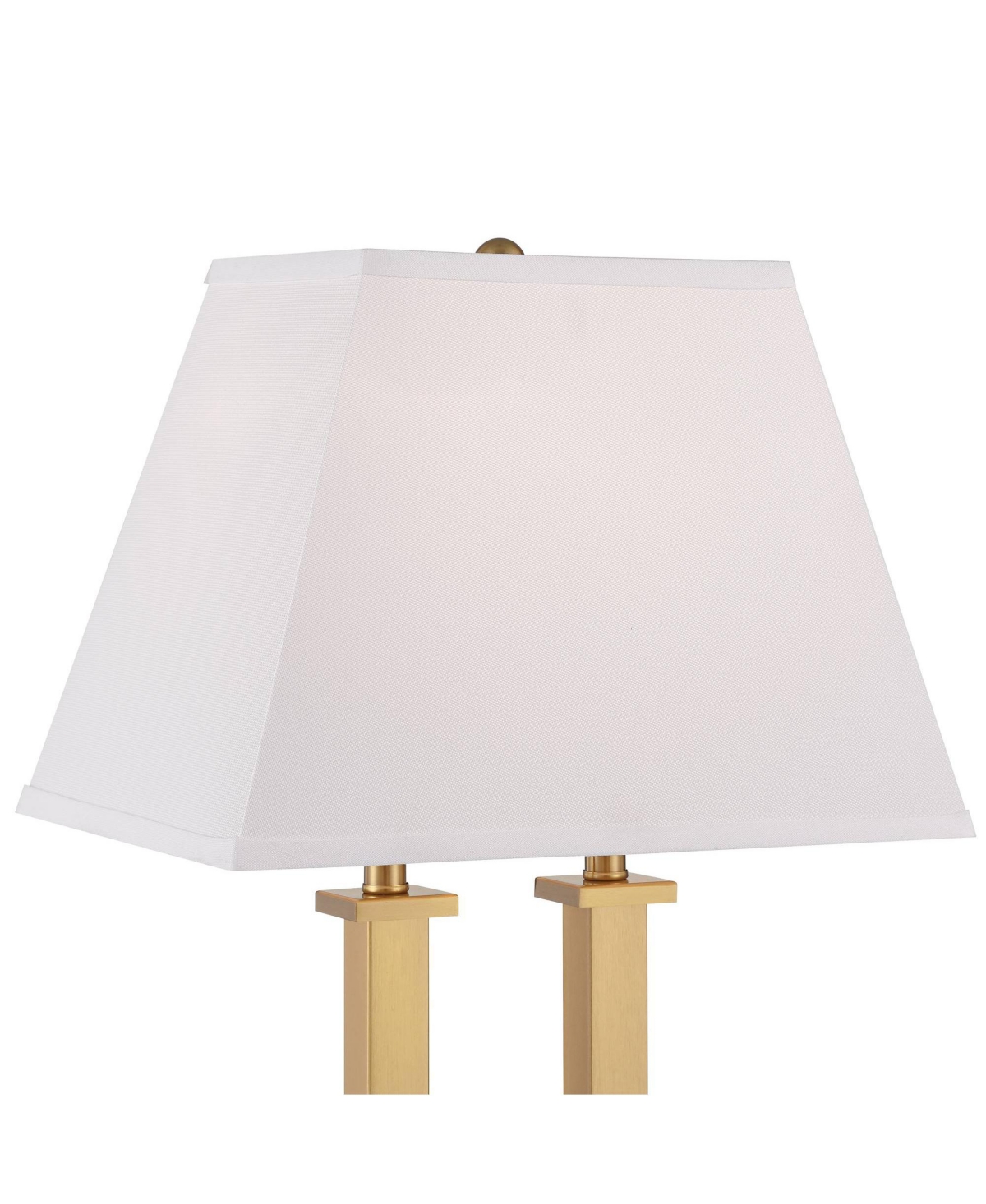 Possini Euro Design Amity High Modern Desk Lamp Usb Port Ac Power OutletWarm Brass Finish Metal Single White Shade Home Office Living Room C
