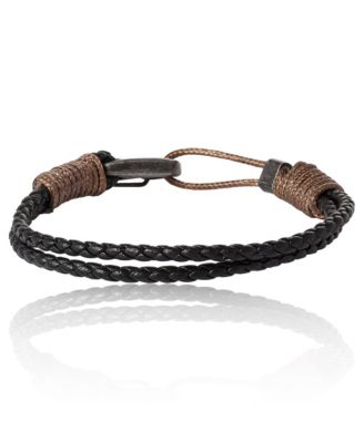 Black Braided Leather Bracelet - Rugged Men s Rope Bracelet
