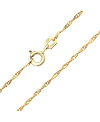 Singapore Chain 020 Gauge Necklace Gold Plated Sterling Silver