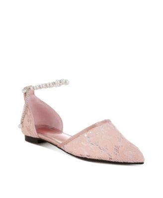 Shrami Pearl & Rhinestone Strap Flat Sandals