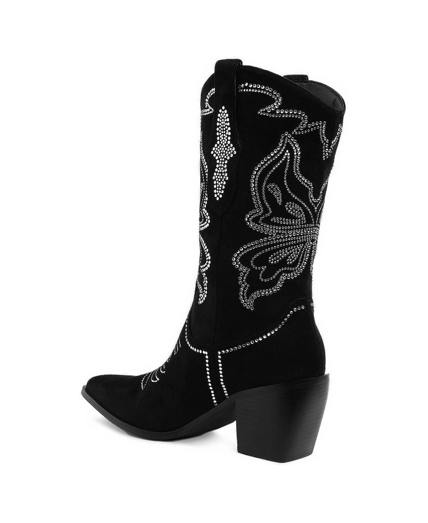 Женские ботинки Rag & Co Latafa Rhinestones Embellished Cowboy, цвет: Чёрный — фото 2