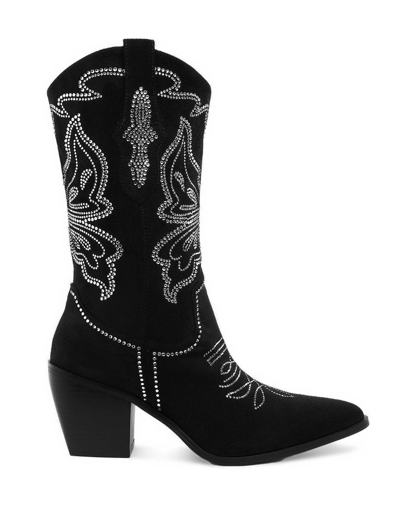 Женские ботинки Rag & Co Latafa Rhinestones Embellished Cowboy, цвет: Чёрный — фото 3