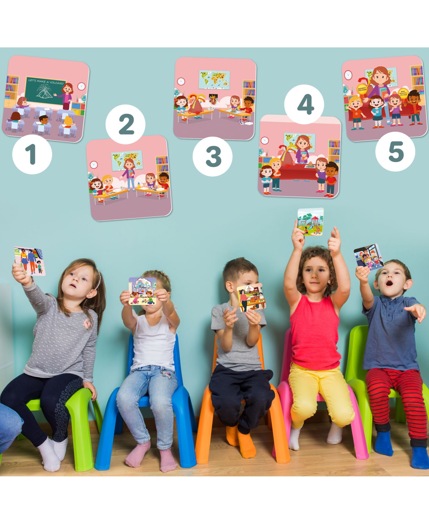 Детские карточные игры Quokka Think. Feel. Tell. Speech Therapy Story Sequencing Card Game, 150-Piece, Ages 3-4 — фото 5