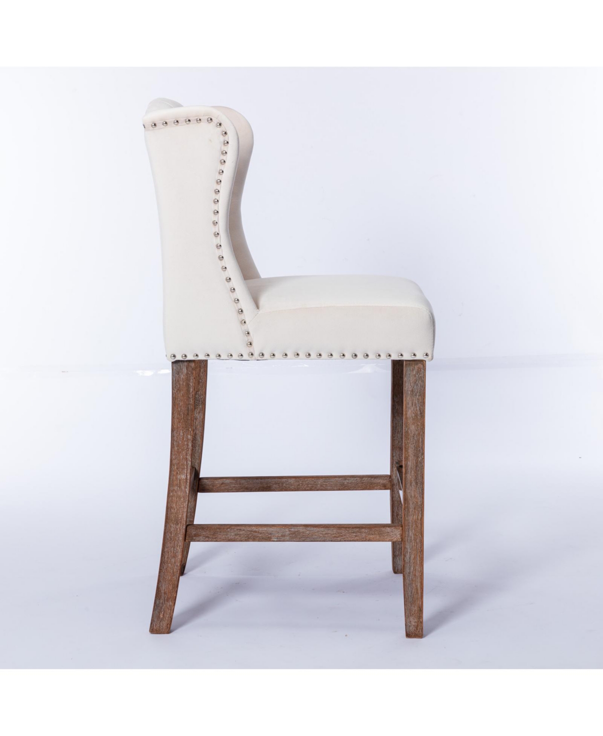 The Pop Home Counter Bar Stools,Wingback Chairs with Nailhead-Trim,Velvet Stools for Bar Height,Set of 2-The Pop Home