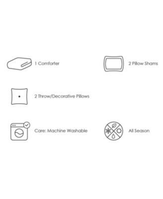 Rainbow Ruffle Pink 5-Piece Ultra Soft Microfiber Comforter Set - Full