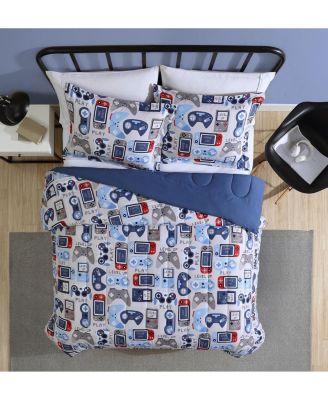 Gamer Blue Grey 3-Piece Ultra Soft Microfiber Comforter Set - Full