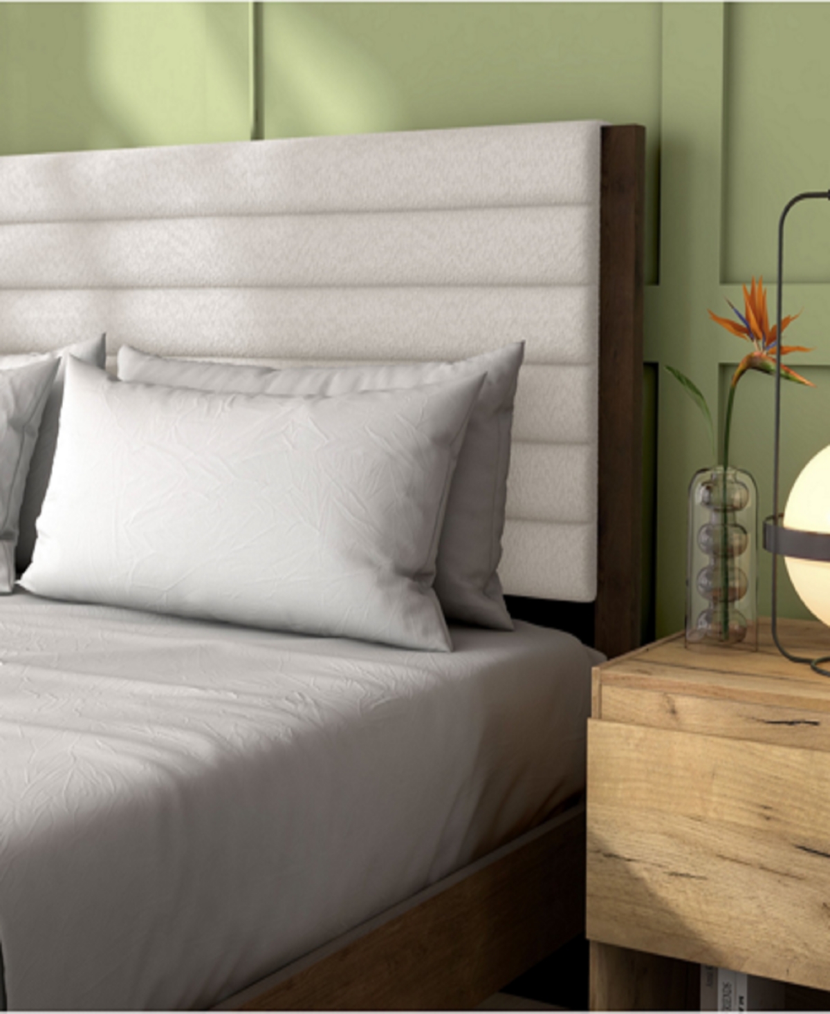 Furniture Of America Adin Queen Size Boucle Fabric Upholstered Bed In White And Dark Walnut