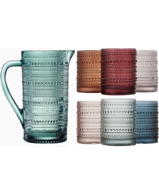 The Wine Savant Hobnail Beaded Pitcher and Tumbler Glasses, Set of 7 - Macy's