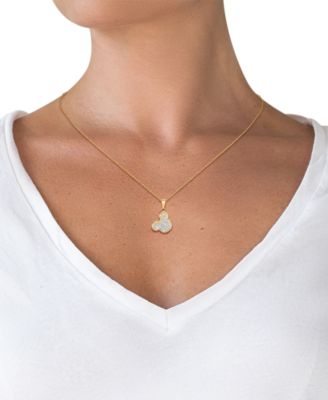 Mickey Mouse Glitter 15" Pendant Necklace in 10k Yellow Gold