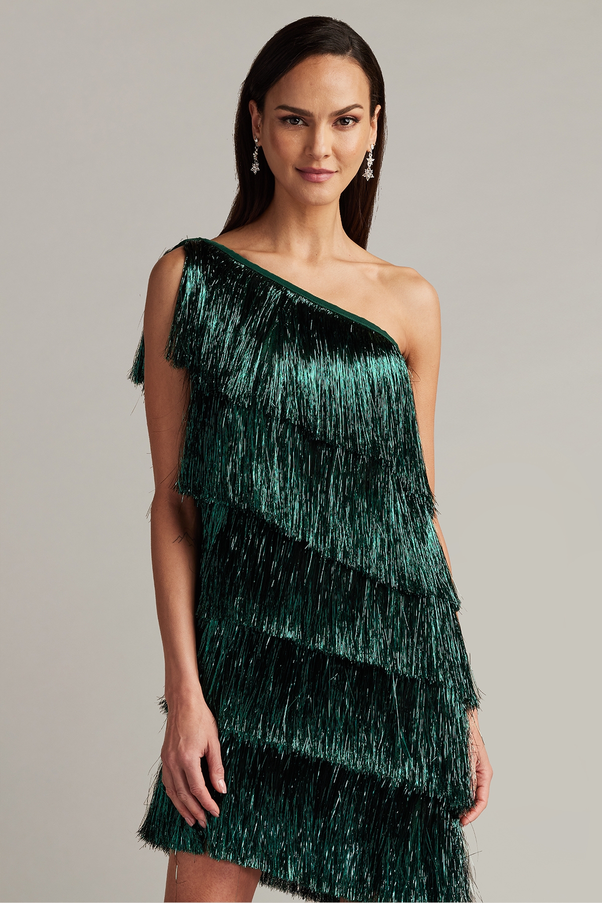 Tadashi Shoji Women's Sonny Metallic Fringe Mini Dress
