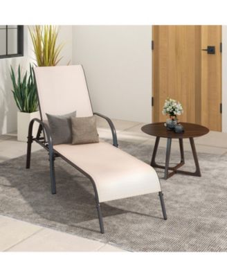 Adjustable Patio Chaise Folding Lounge Chair with Backrest-Brown