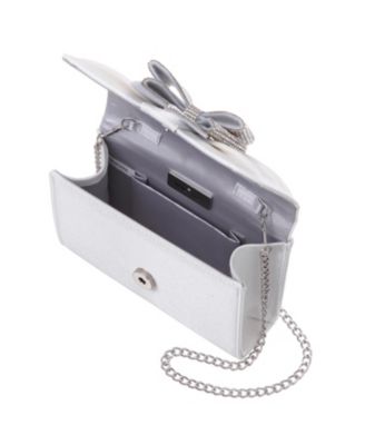 Tiered Crystal Bow Flap Clutch