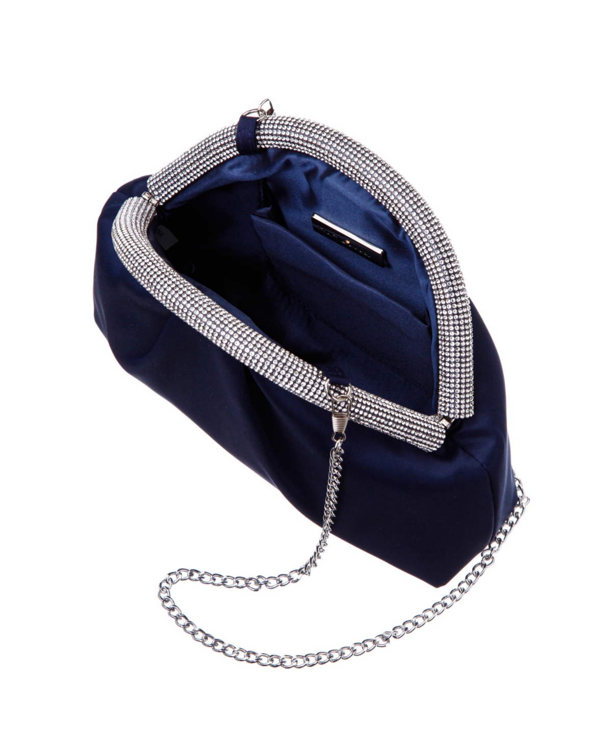 Shop Nina Crystal Trim Frame Magnetic Clutch In Navy