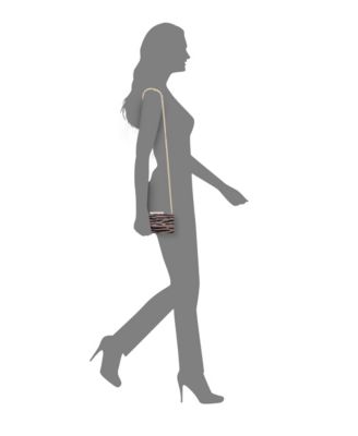 Zebra Print Crystal Curved Minaudiere Clutch