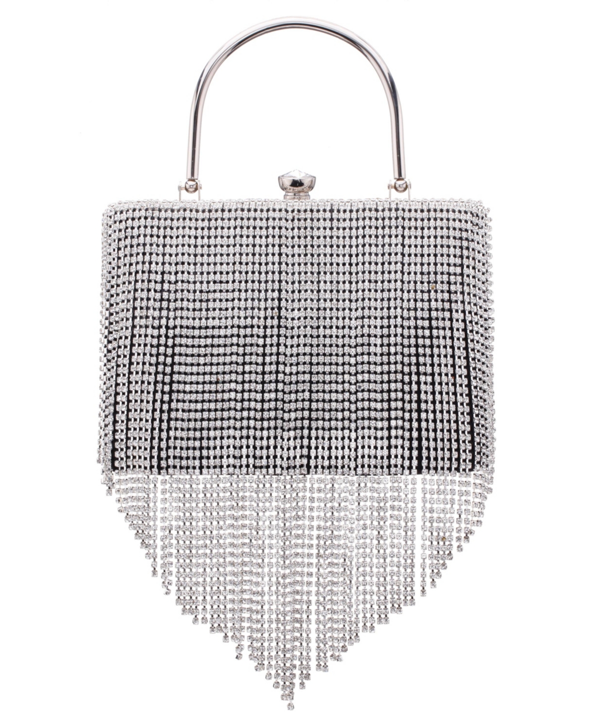 Nina Crystal Chain Cascade Fringe Satchel Bag In Black