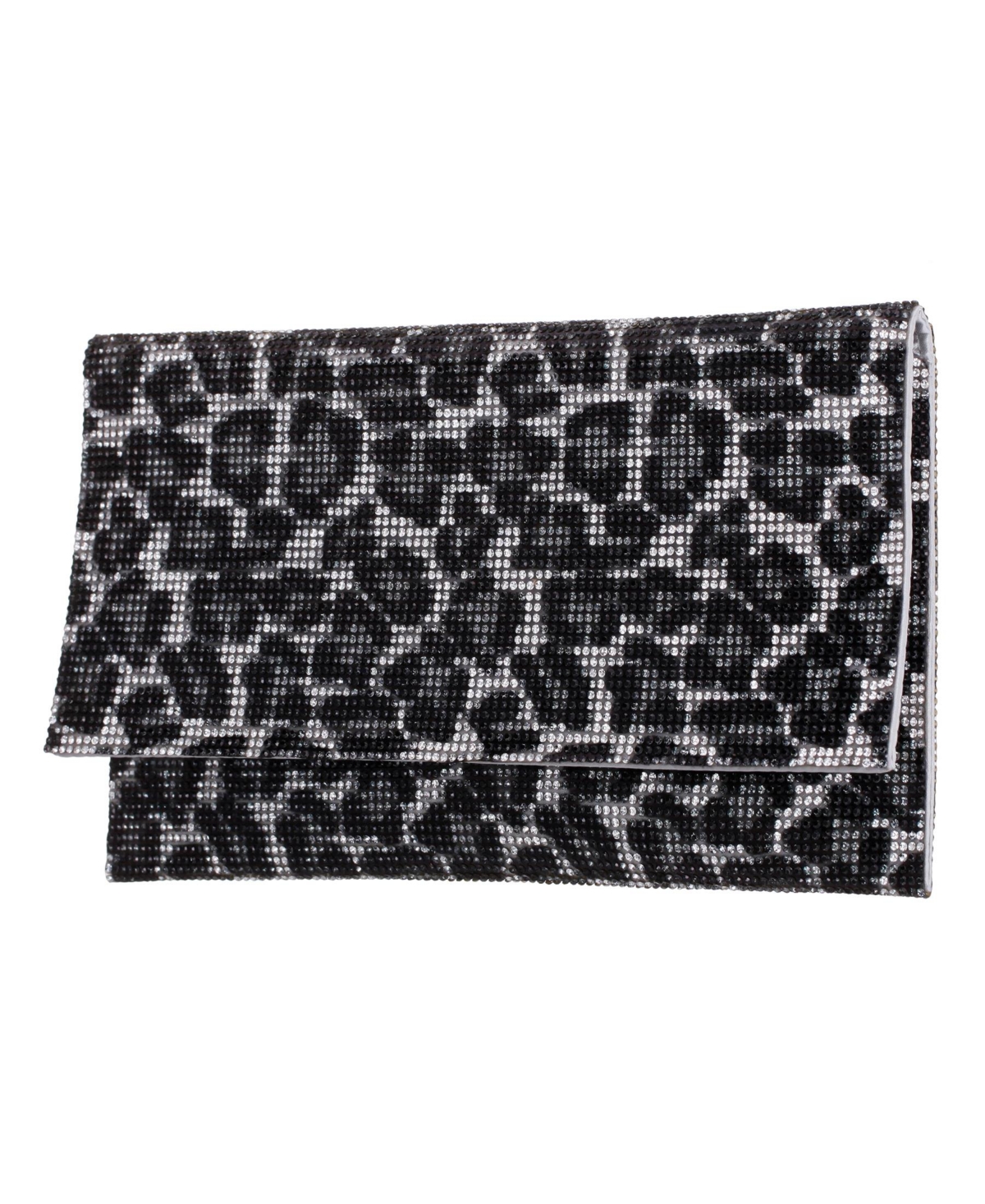 Nina Leopard Print All Over Crystal Envelope Clutch In Black Leopard